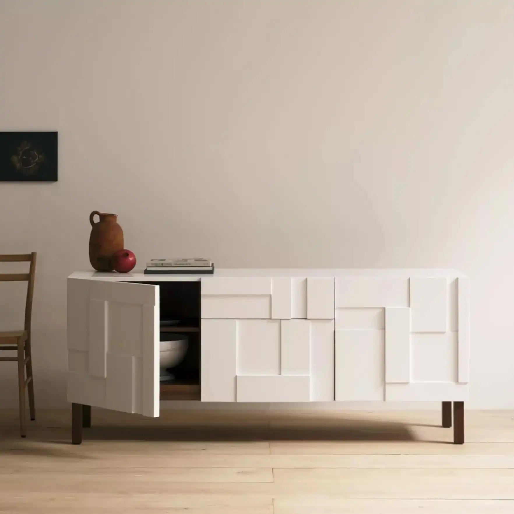 طاولة تلفاز خشبية أبيض في بني - Baytuk