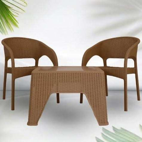 طقم بلاستك بامبو 2 كرسي وطاولة - Baytuk