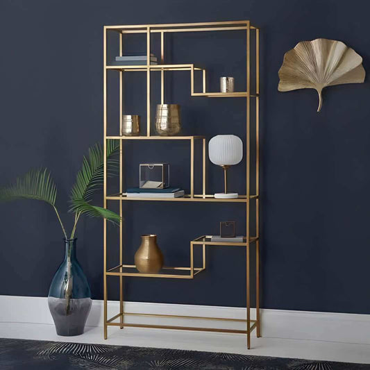 وحدة أرفف زجاجية عصرية مع هيكل معدني قوي لتعزيز جمال المساحات - Baytuk