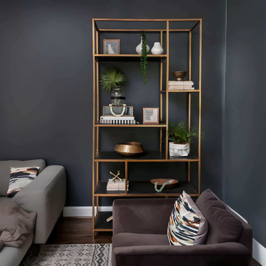 أنيقة وحدة أرفف معدنية خشبية متينة لمظهر عصري - Baytuk