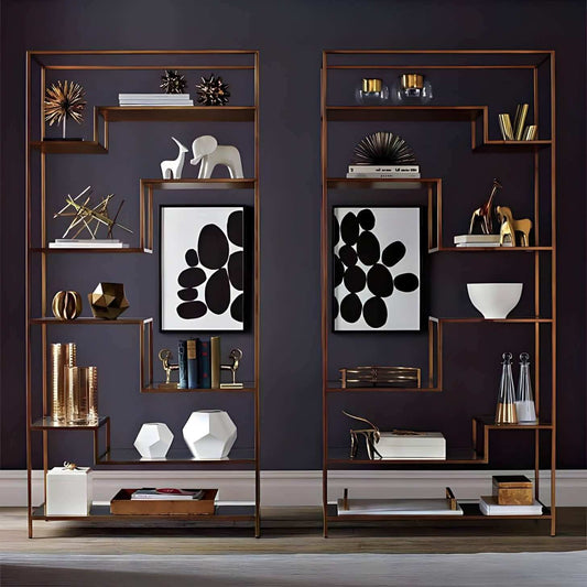 وحدة أرفف معدنية أنيقة بتصميم نحاسي لتنظيم مثالي - Baytuk