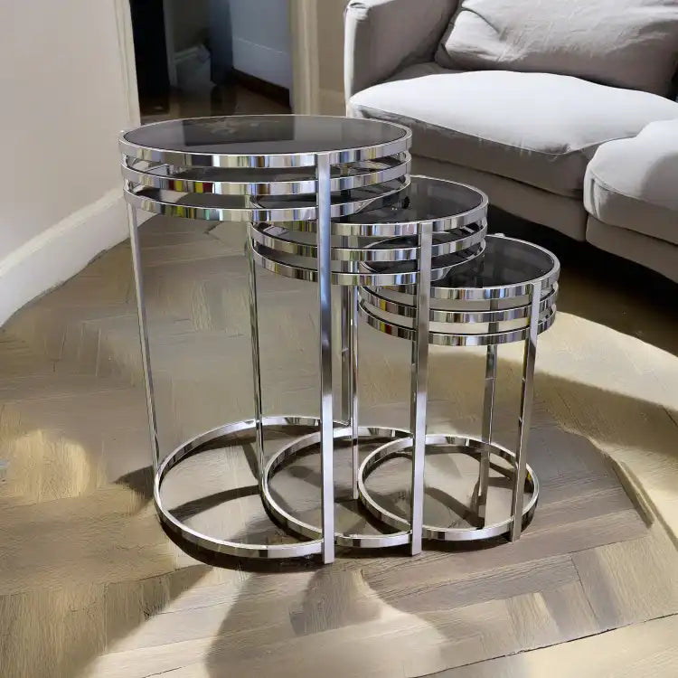 مجموعة طاولات جانبية استانلس ستيل - Baytuk