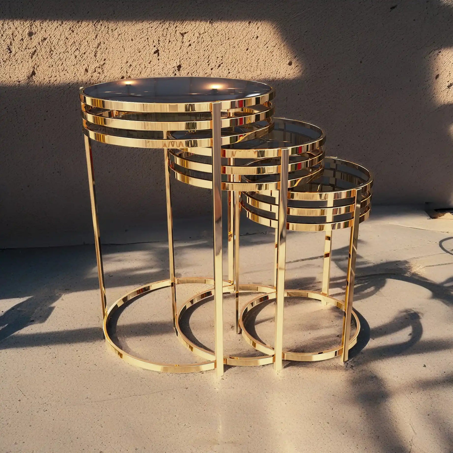 طاولةمتداخلة بسطح زجاجي - Baytuk