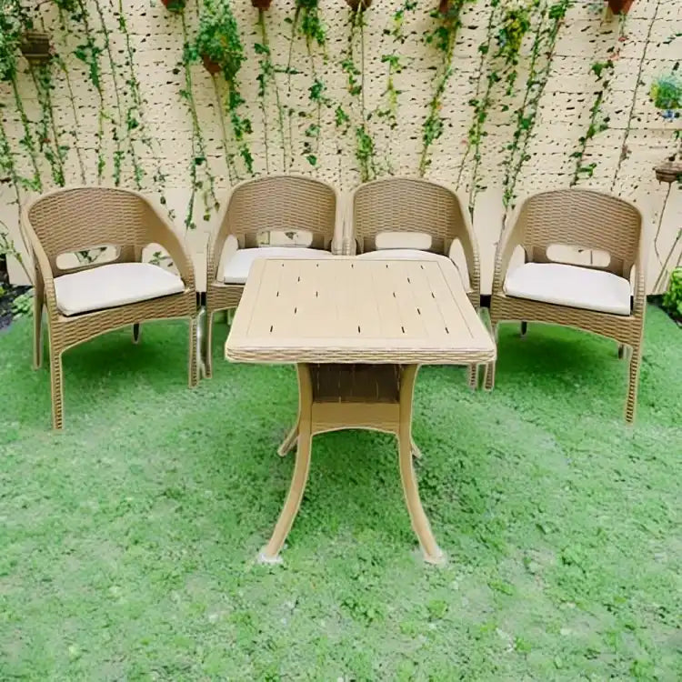 طقم بلاستك بامبو 4 كرسي وطاولة - Baytuk