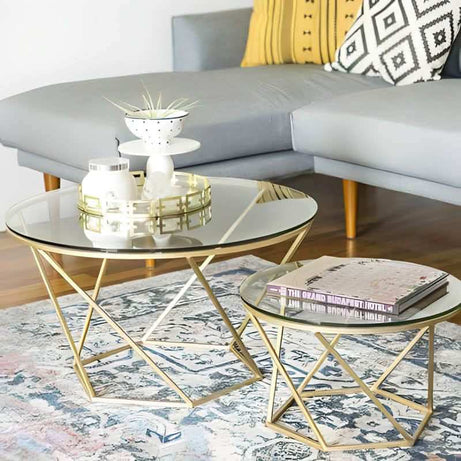 طاولة قهوة بسطح زجاج - Baytuk