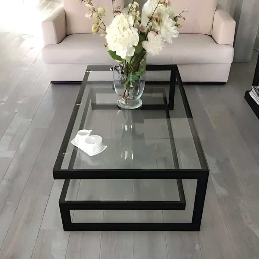 طاولة قهوة بسطح زجاج - Baytuk