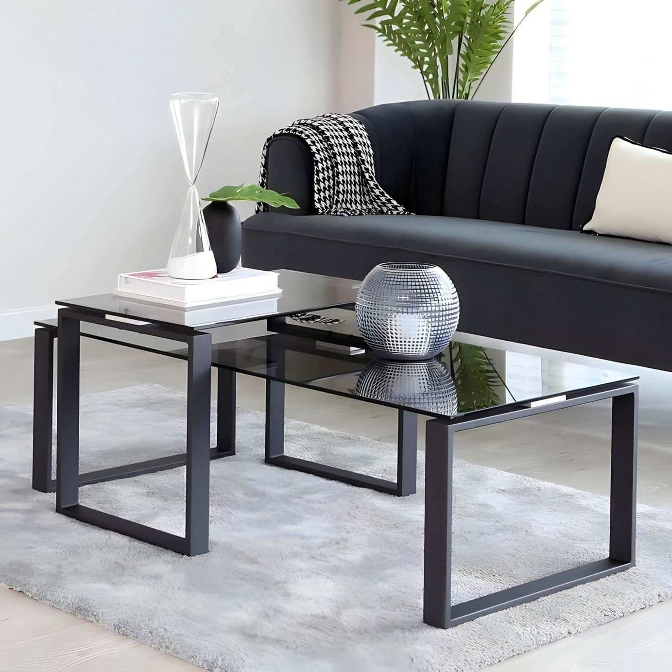 طاولة قهوة بسطح زجاج - Baytuk