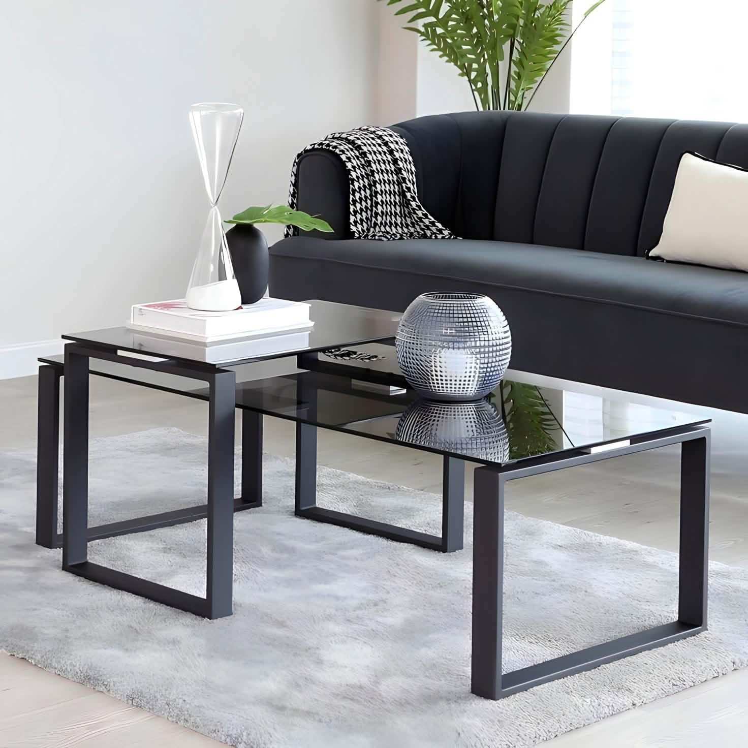 طاولة قهوة بسطح زجاج - Baytuk