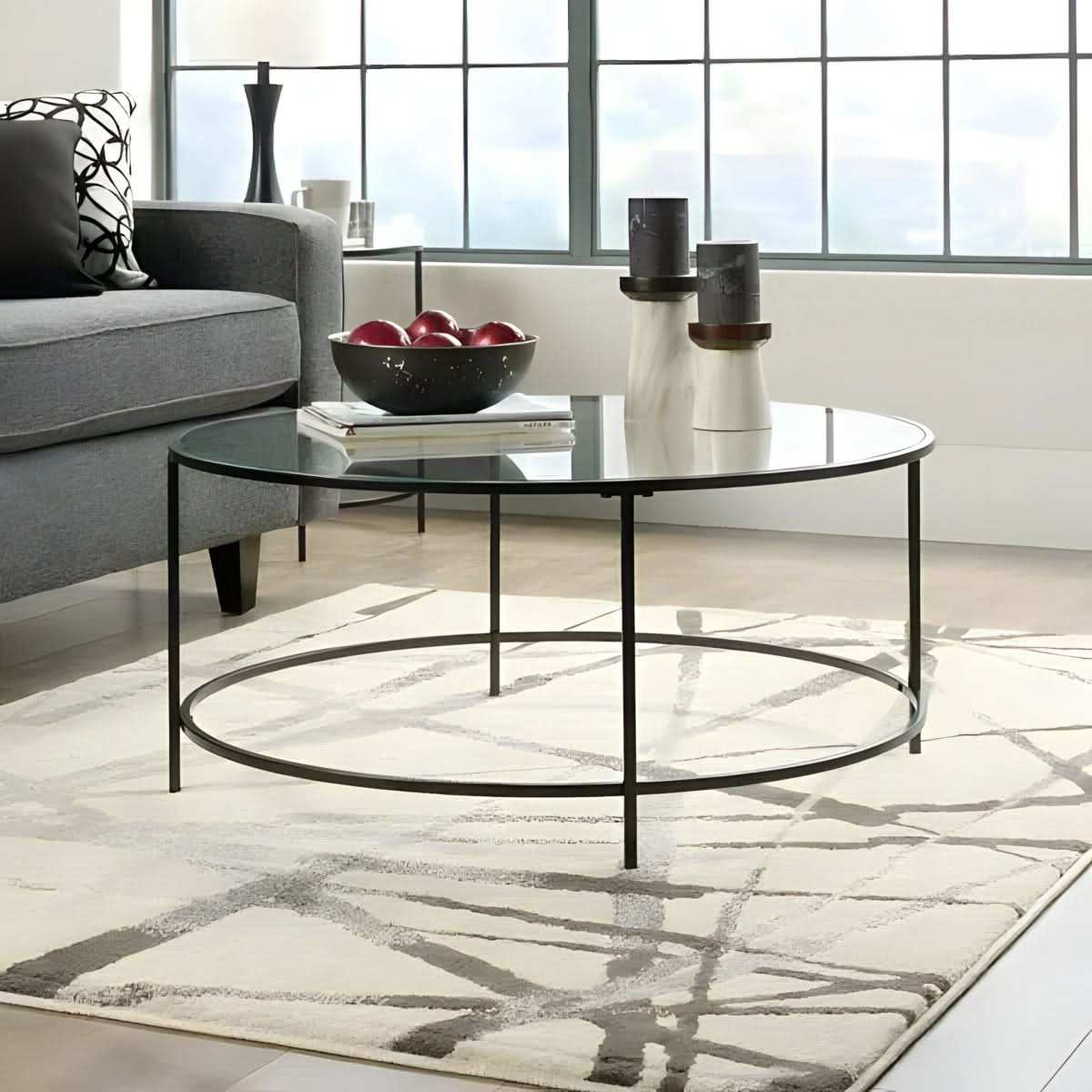 طاولة قهوة زجاج و معدن - Baytuk