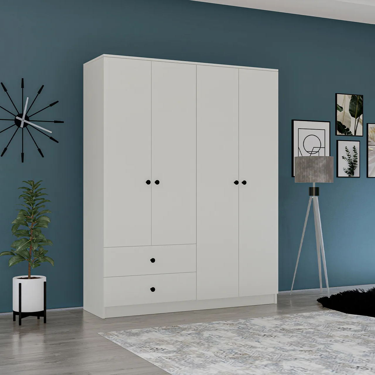 دولاب ابيض ب 2 درج chz19