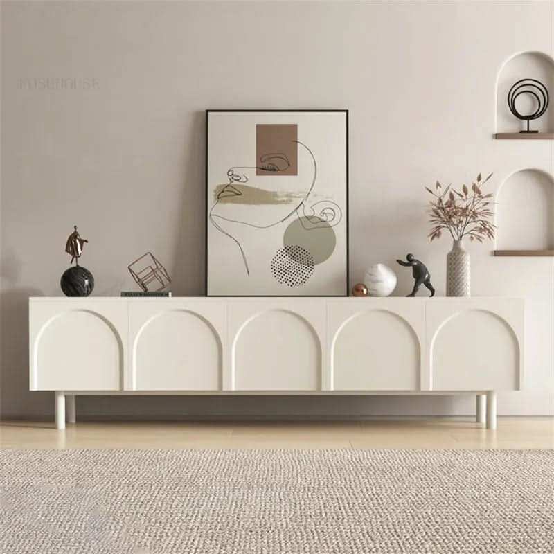 طاولة تلفاز أبيض بمساحة تخزين - Baytuk