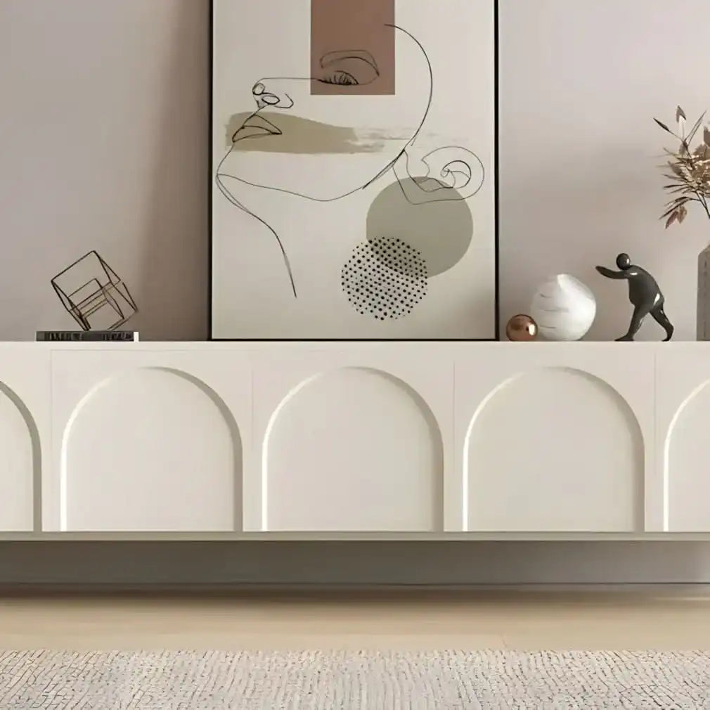 طاولة تلفاز أبيض بمساحة تخزين - Baytuk