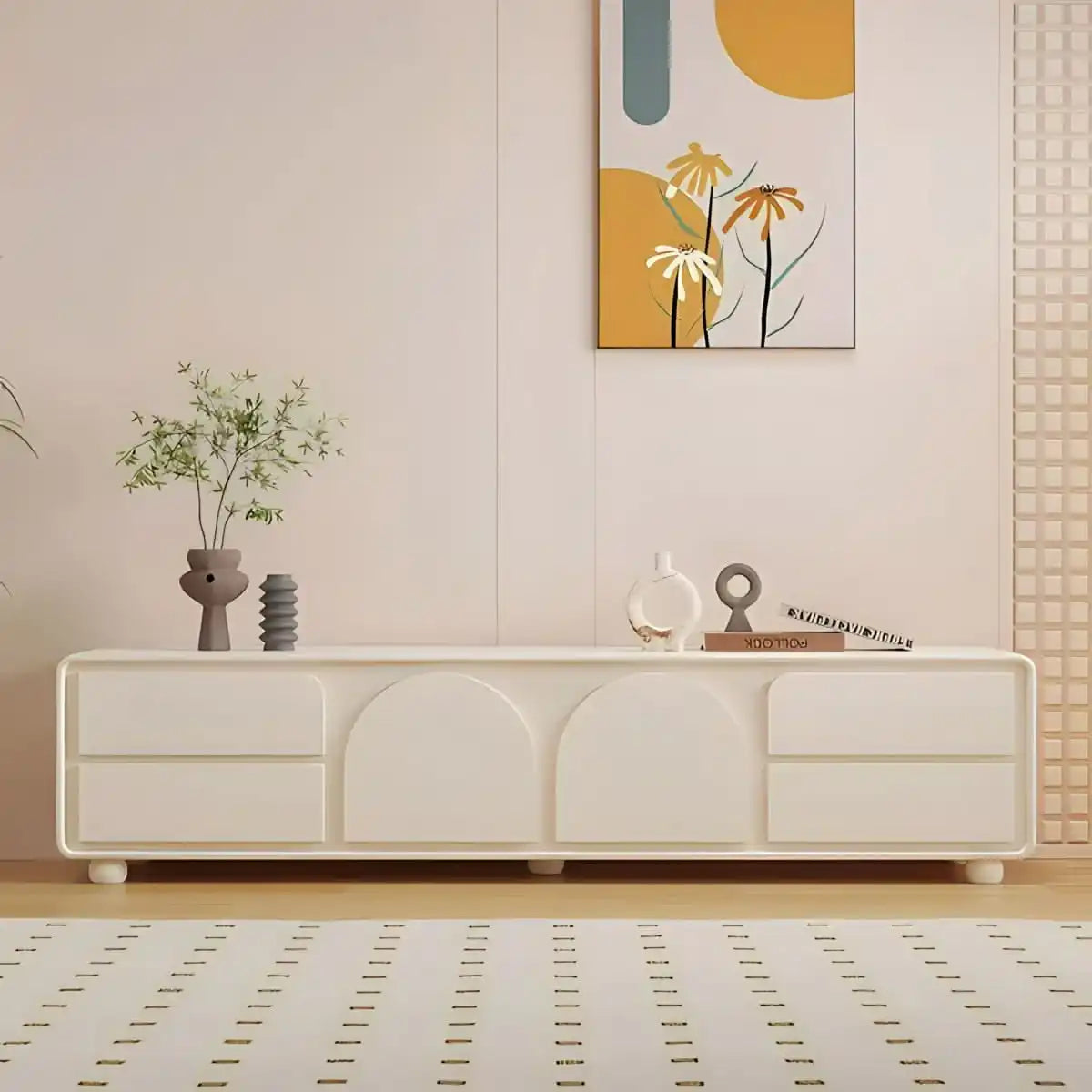 طاولة تلفاز أبيض عصرية - Baytuk