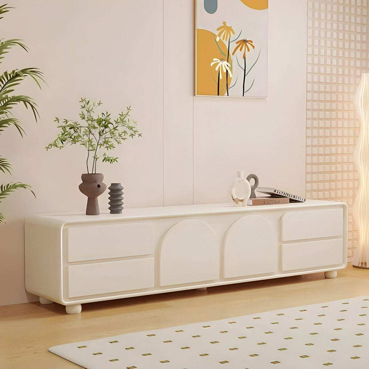 طاولة تلفاز أبيض عصرية - Baytuk