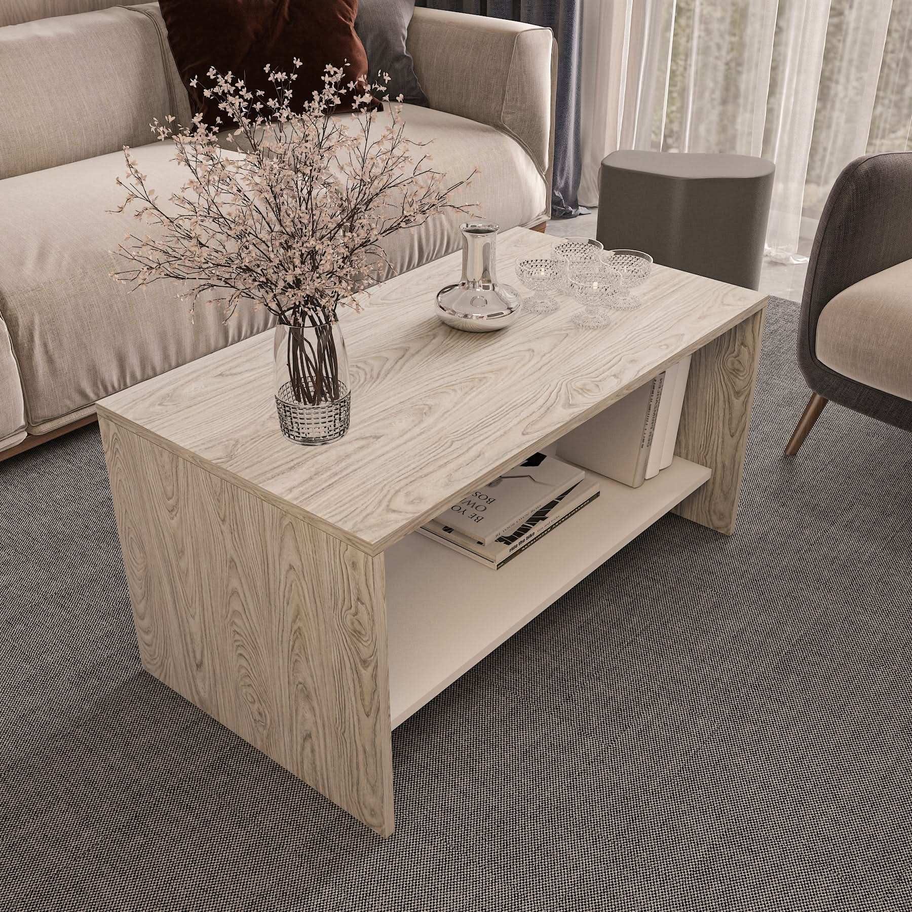 طاولة قهوة مزدوجة الأرفف