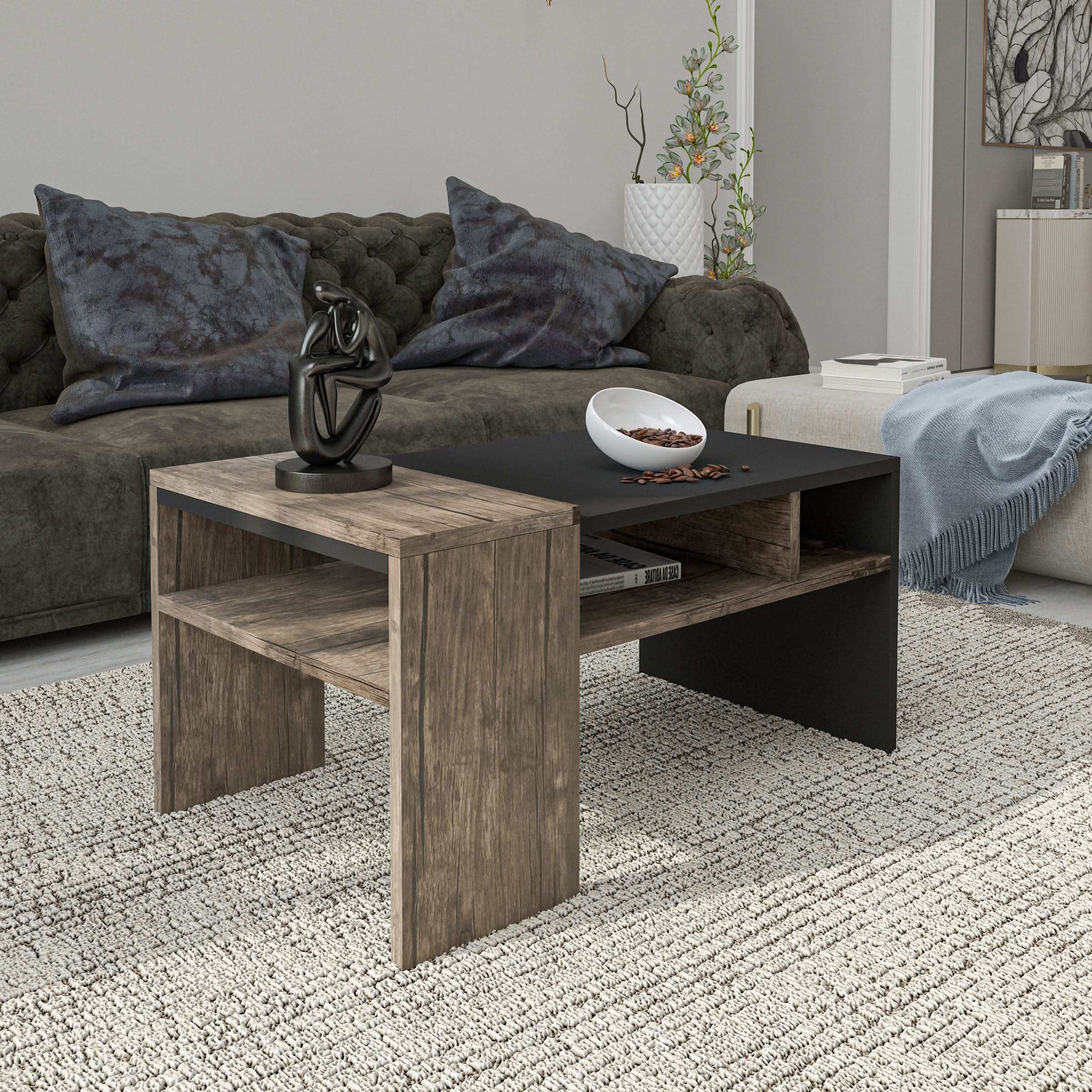 طاولة قهوة مزدوجة الأرفف - Baytuk