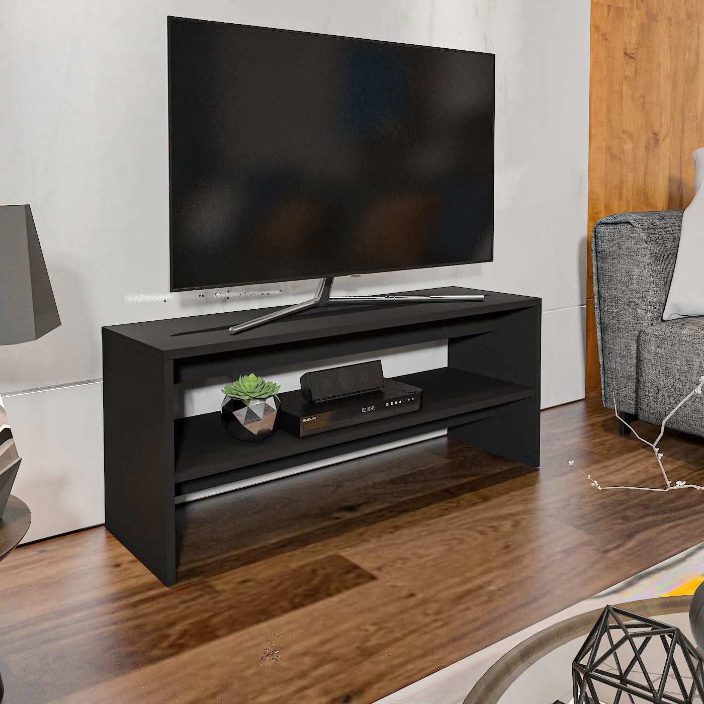 طاولة تلفاز خشبية مزودجة الأرفف - Baytuk