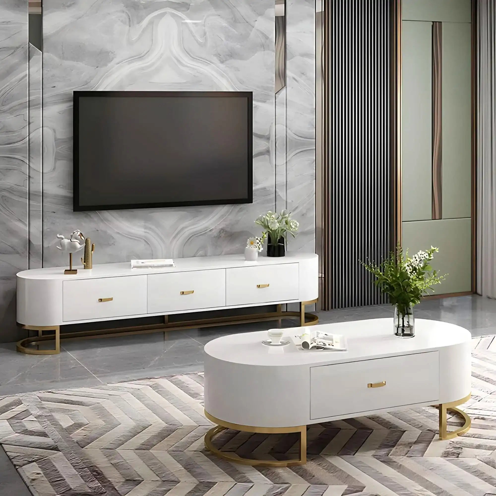 طقم طاولات لون أبيض - Baytuk