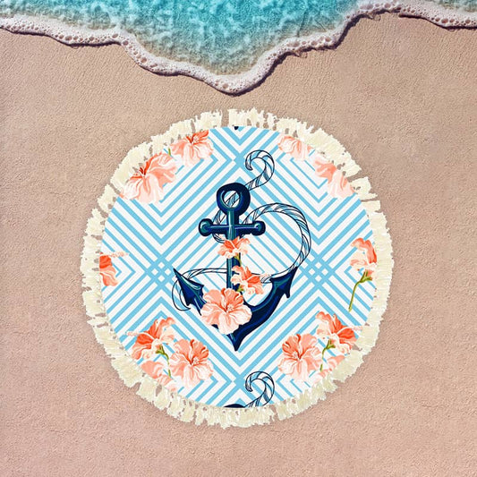 سجادة شاطئ مخطط أزرق