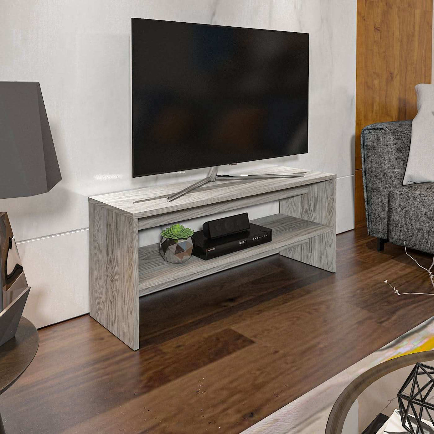 طاولة تلفاز خشبية مزودجة الأرفف - Baytuk