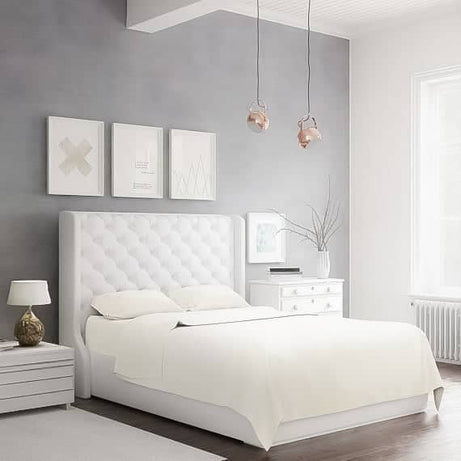 طقم سرير قطن عاجى - ملاءه مسطحة و2 غطاء وسادة