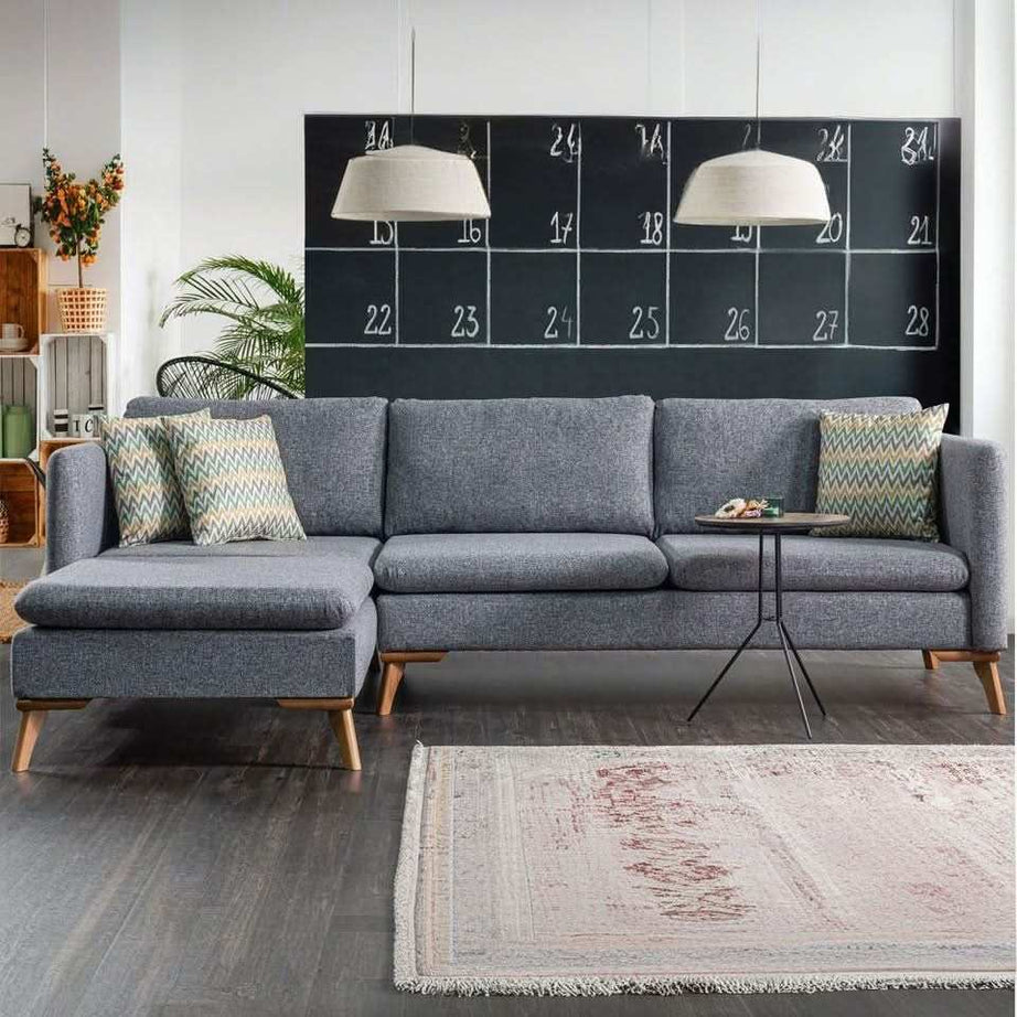 كنبة زاوية بأرجل خشبية - Baytuk