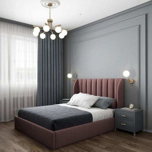 سرير تنجيد بتصميم مخطط - Baytuk