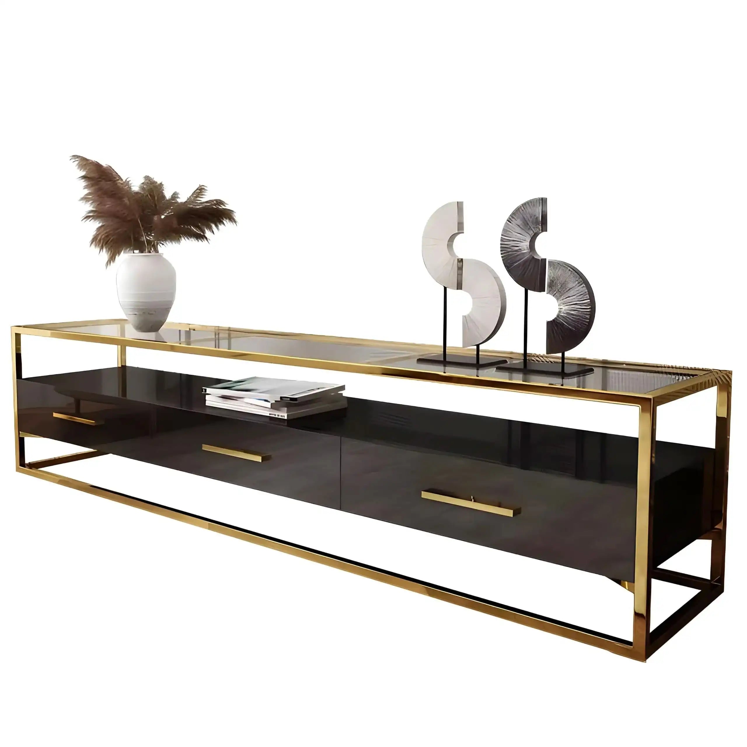 طاولة تلفاز استانلس و خشب - Baytuk