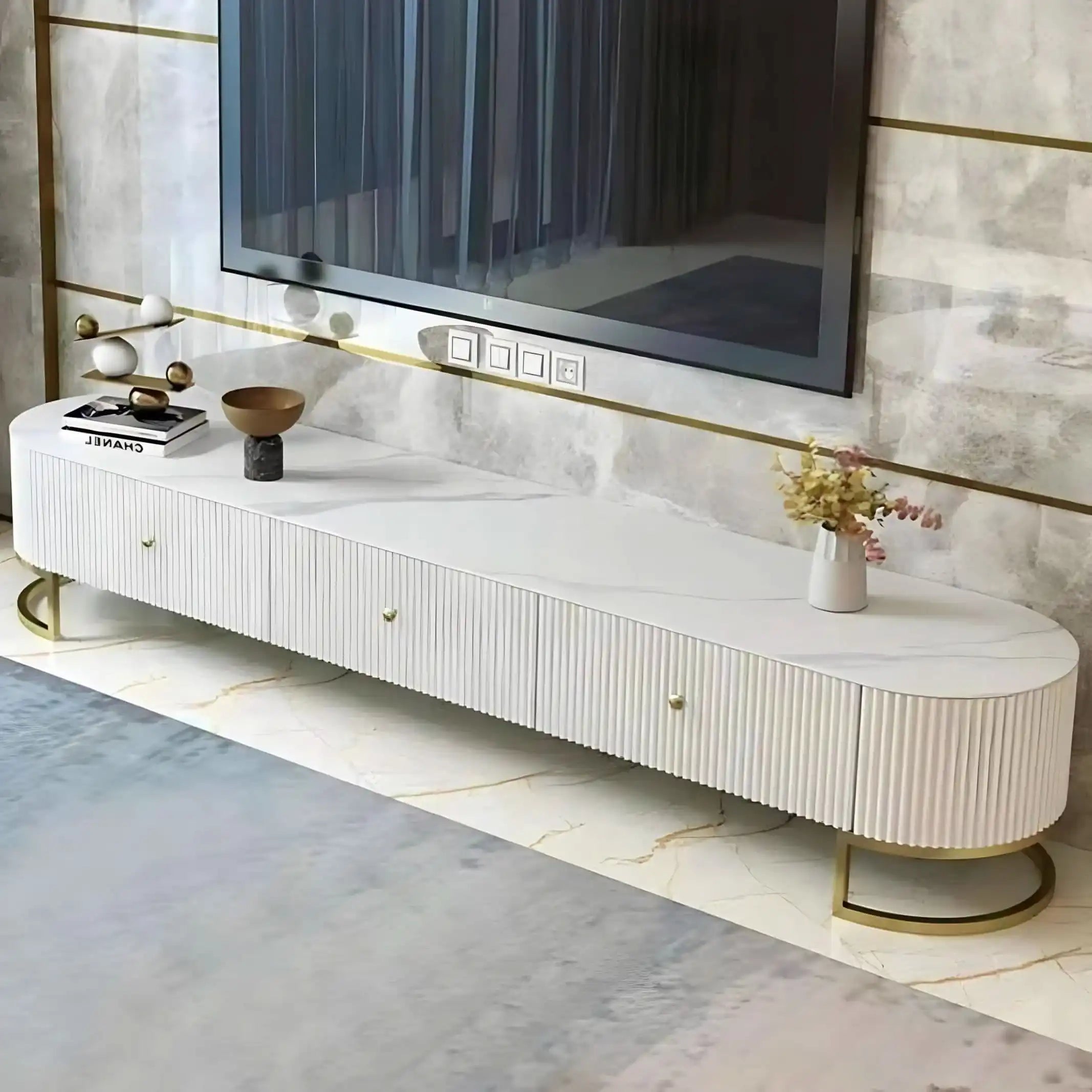 طاولة تلفاز لون أبيض - Baytuk