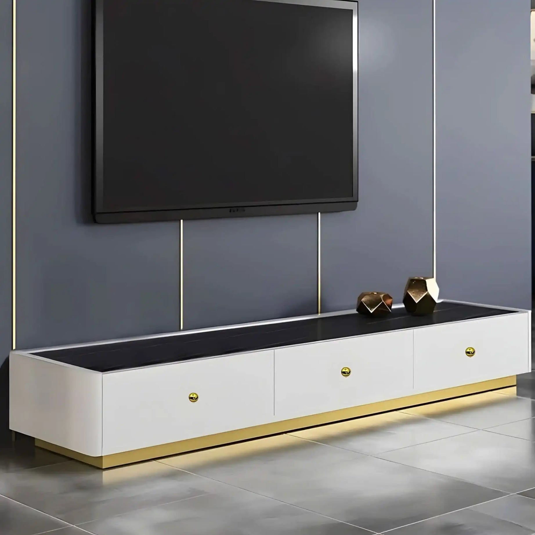 طاولة تلفاز ام دي اف لون أبيض - Baytuk