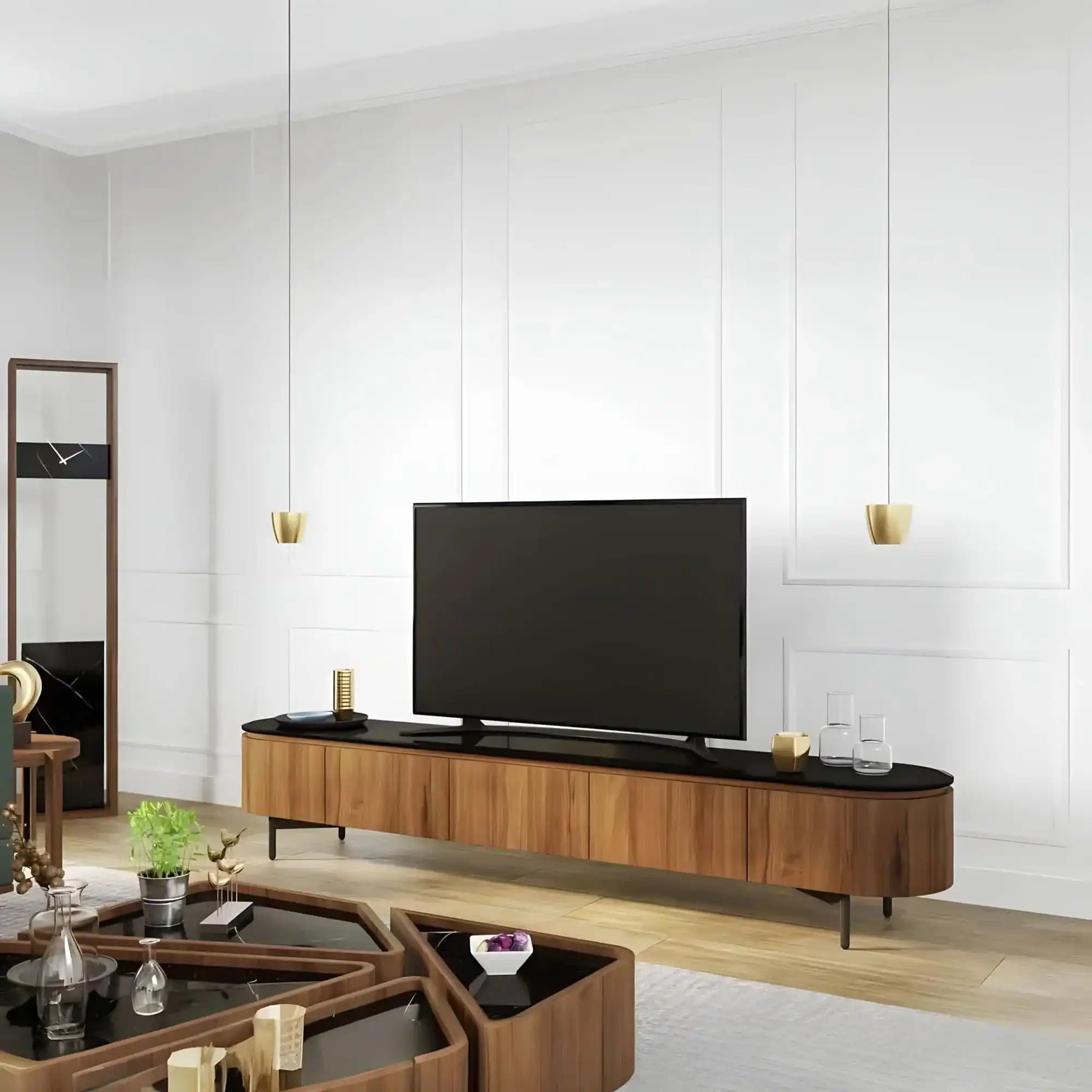 طاولة تلفاز ام دي اف لون بني - Baytuk