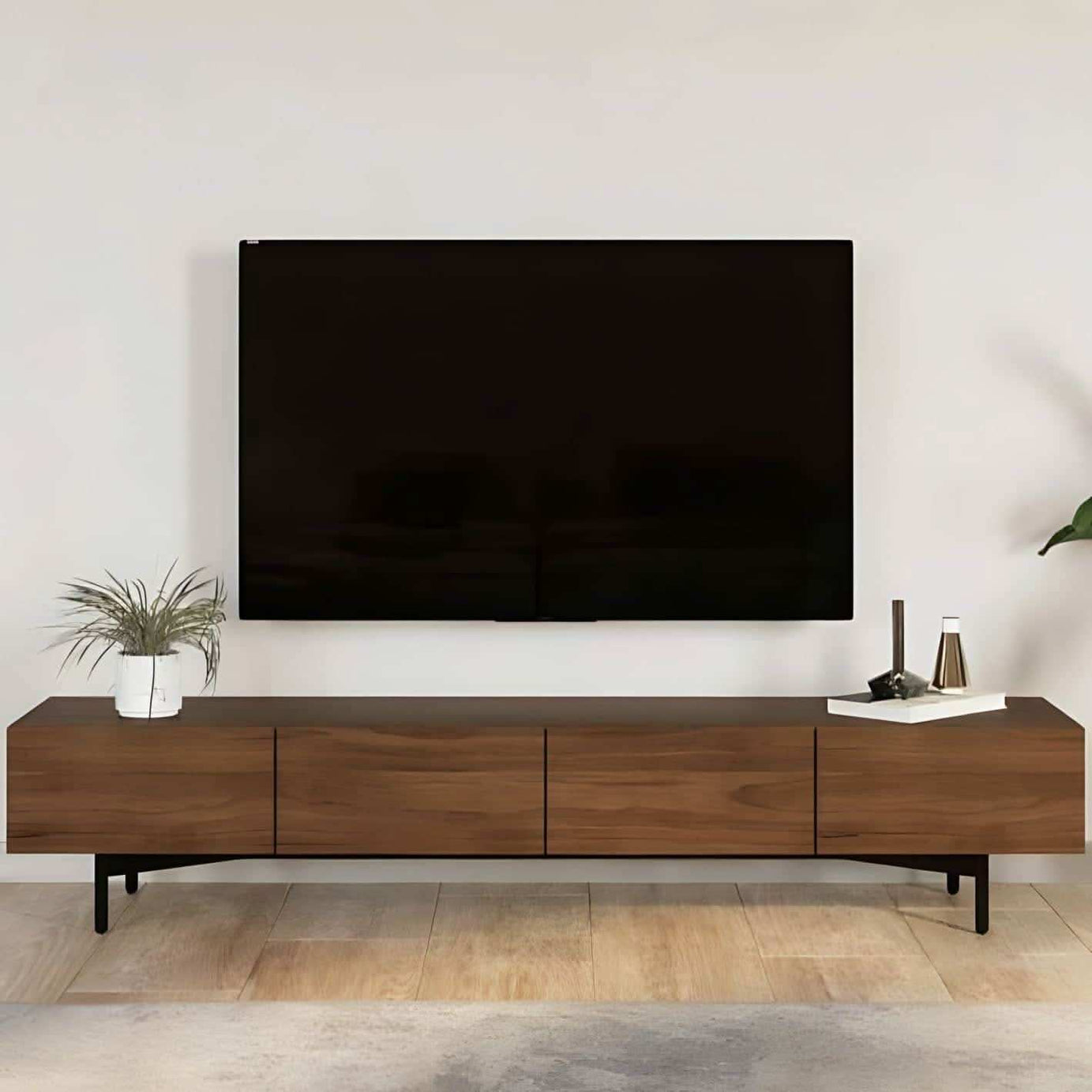 طاولة تلفاز ام دي اف لون بني - Baytuk