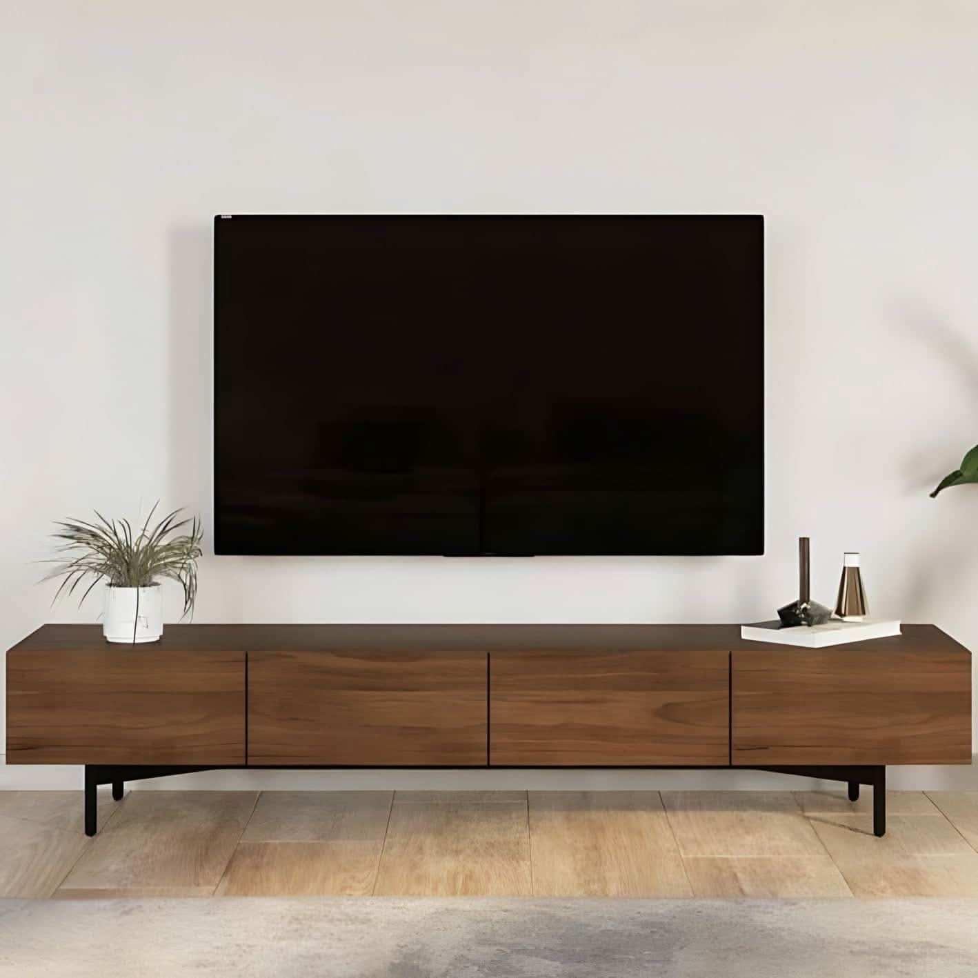 طاولة تلفاز ام دي اف لون بني - Baytuk