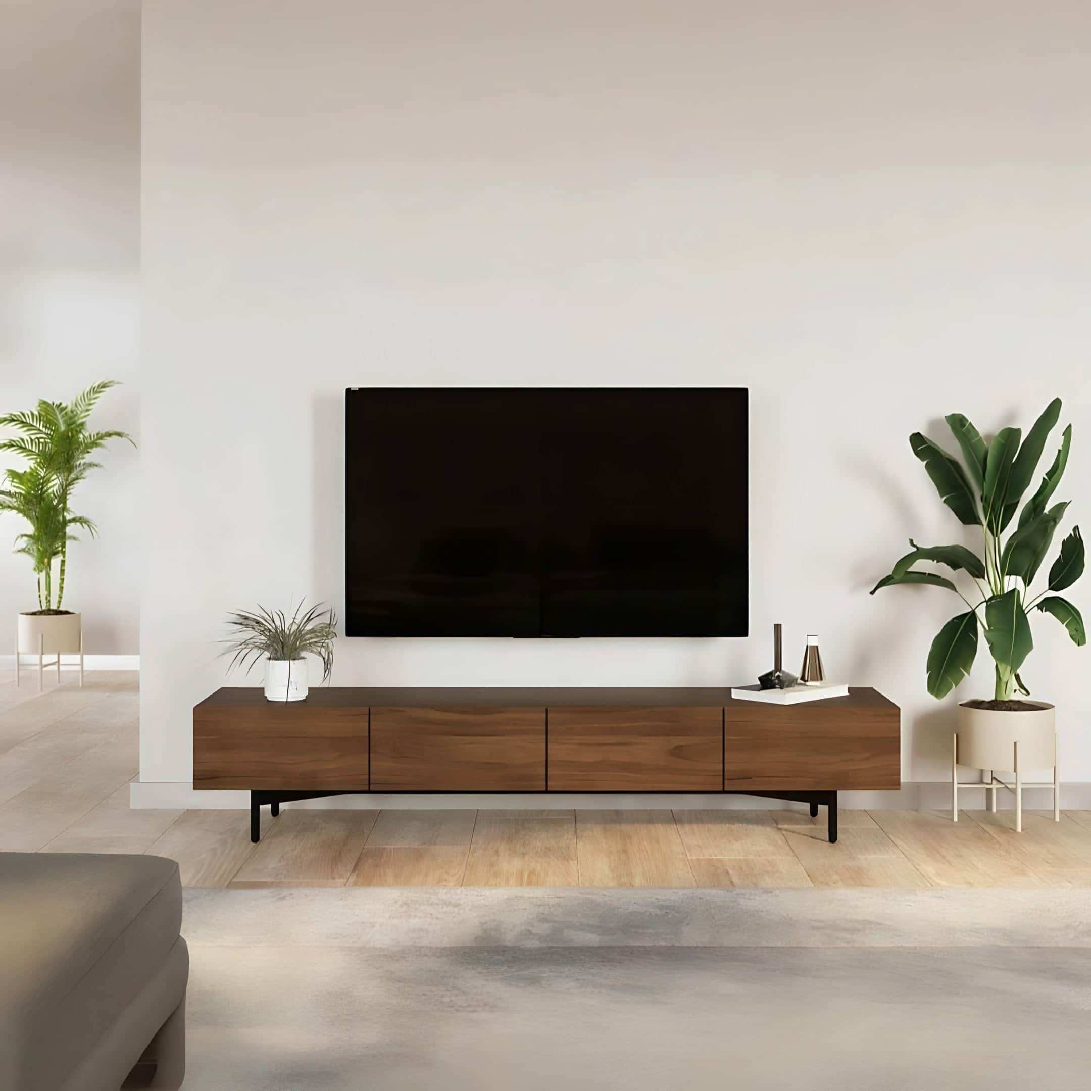 طاولة تلفاز ام دي اف لون بني - Baytuk