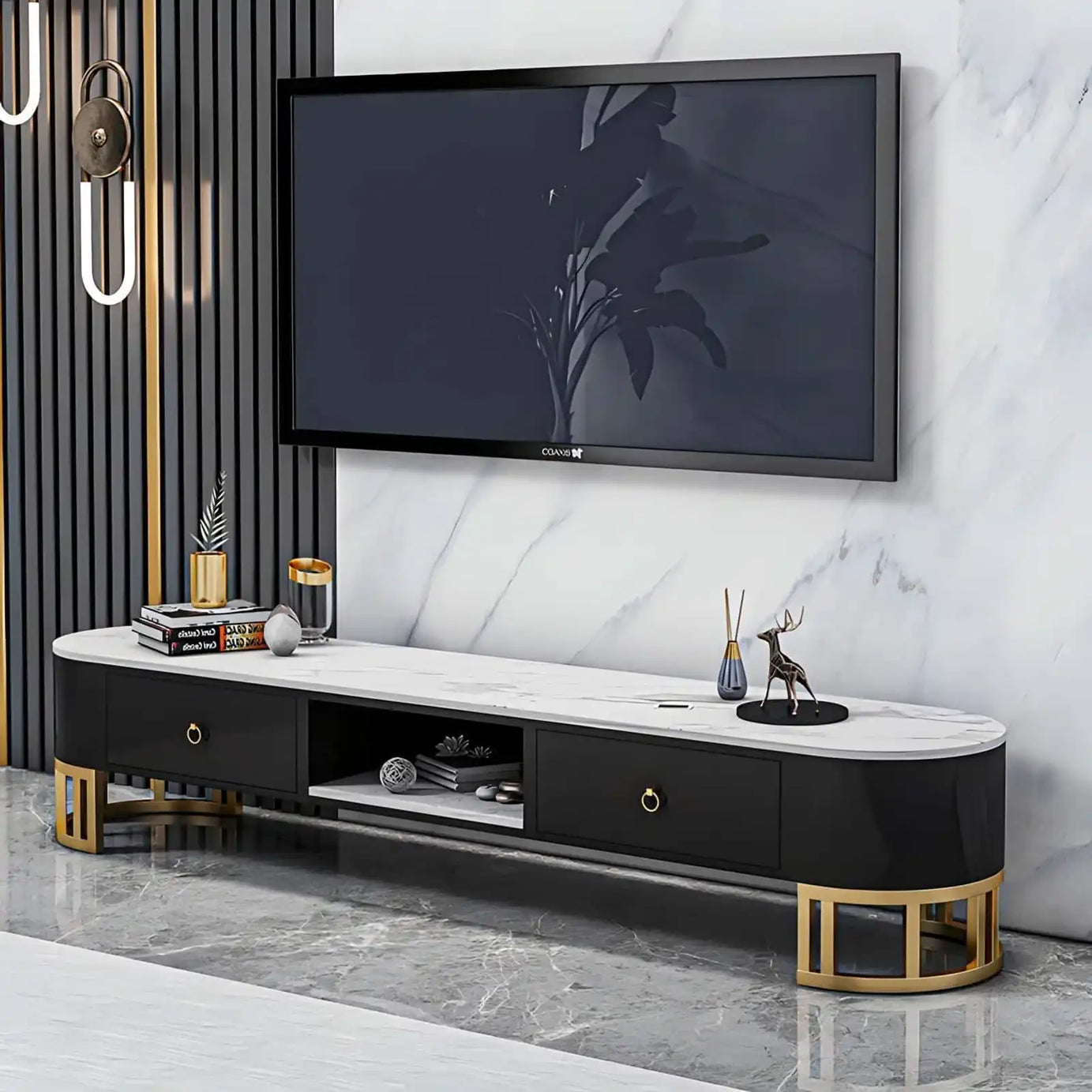 طاولة تلفاز ام دي اف لون أسود - Baytuk