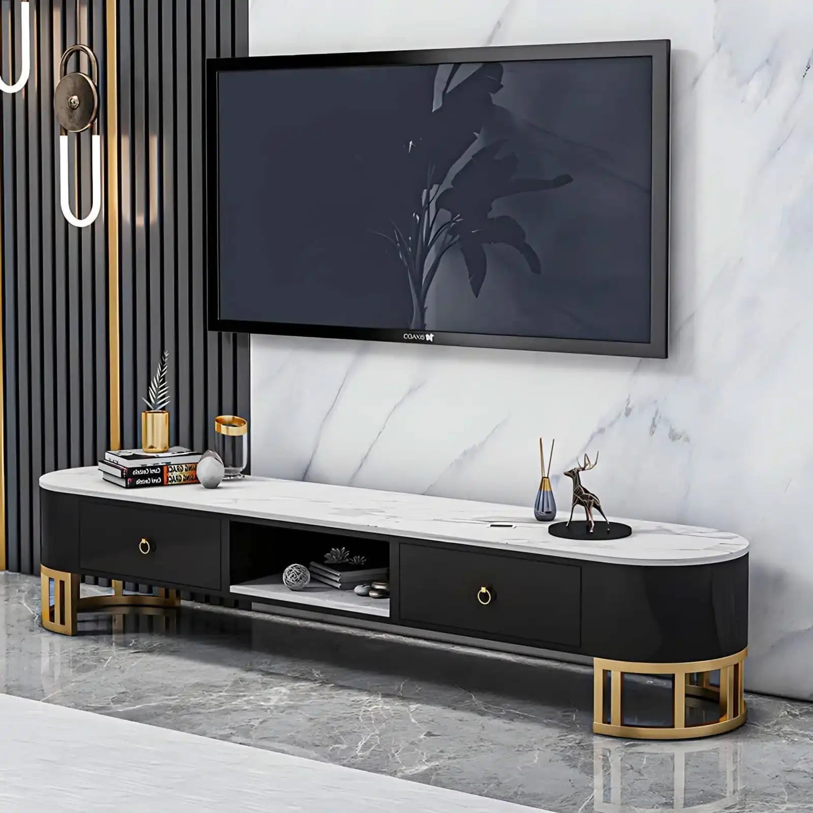 طاولة تلفاز ام دي اف لون أسود - Baytuk