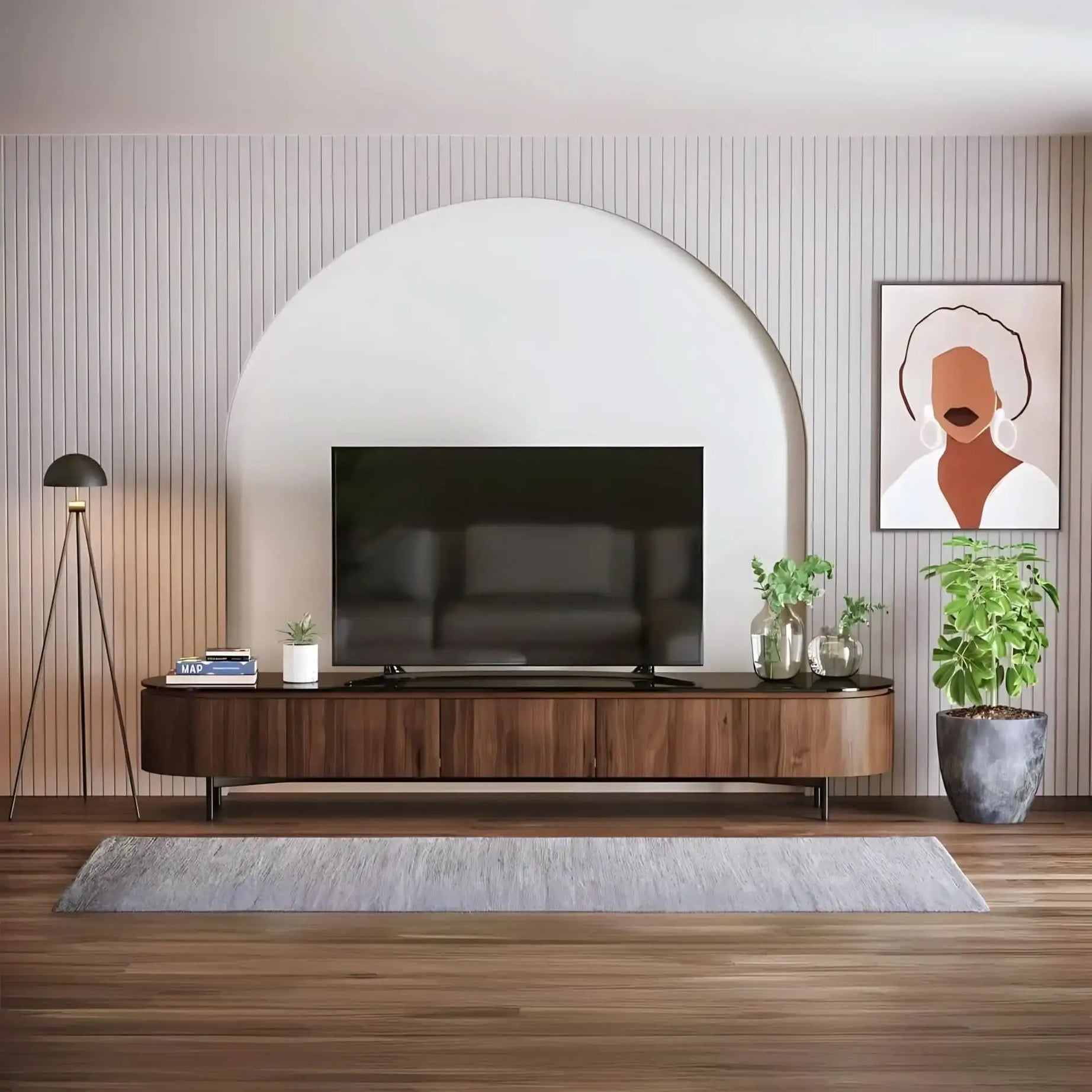 طاولة تلفاز ام دي اف لون بني - Baytuk