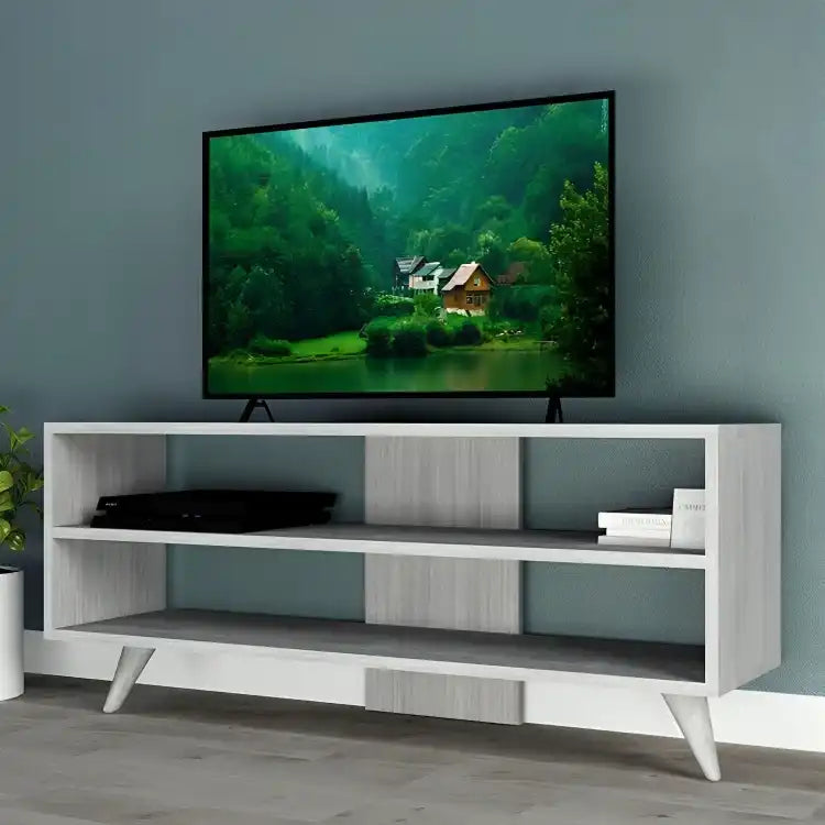 طاولة تلفاز بأرجل خشبية - Baytuk