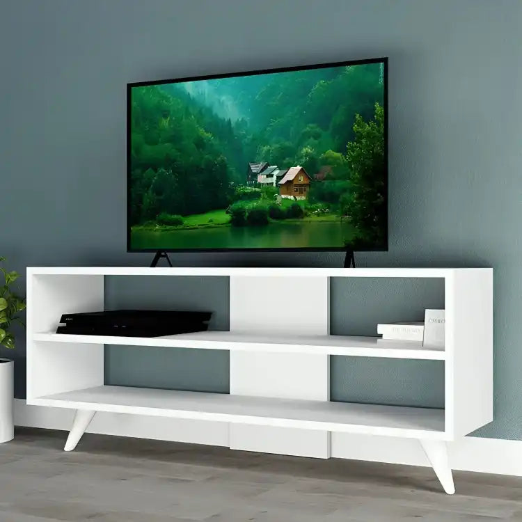 طاولة تلفاز بأرجل خشبية - Baytuk