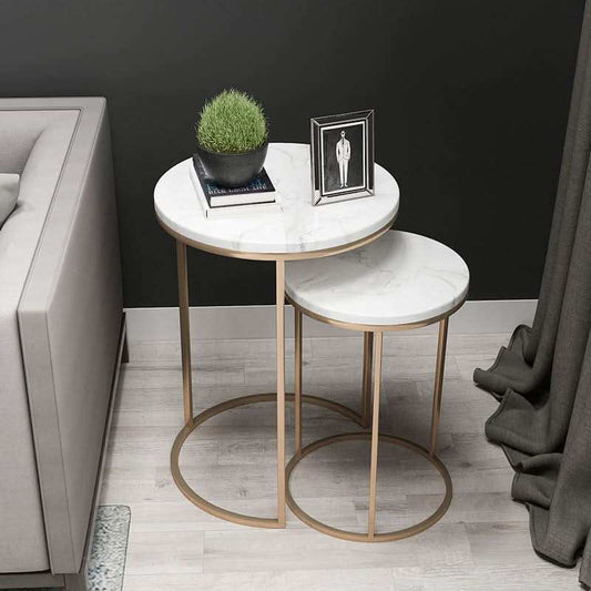 طاولة جانبية دائرية مزدوجة - Baytuk
