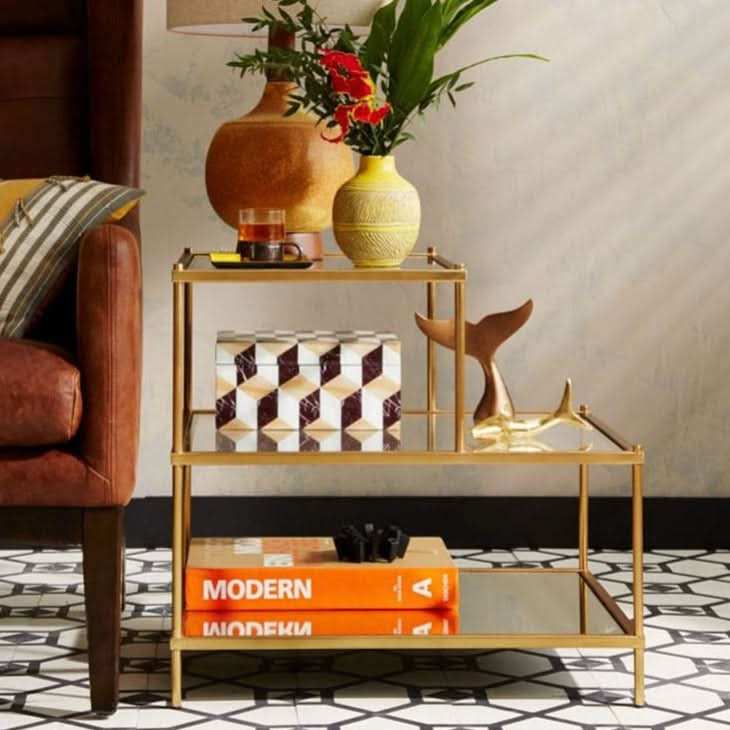 طاولة جانبية بأرفف زجاج - Baytuk