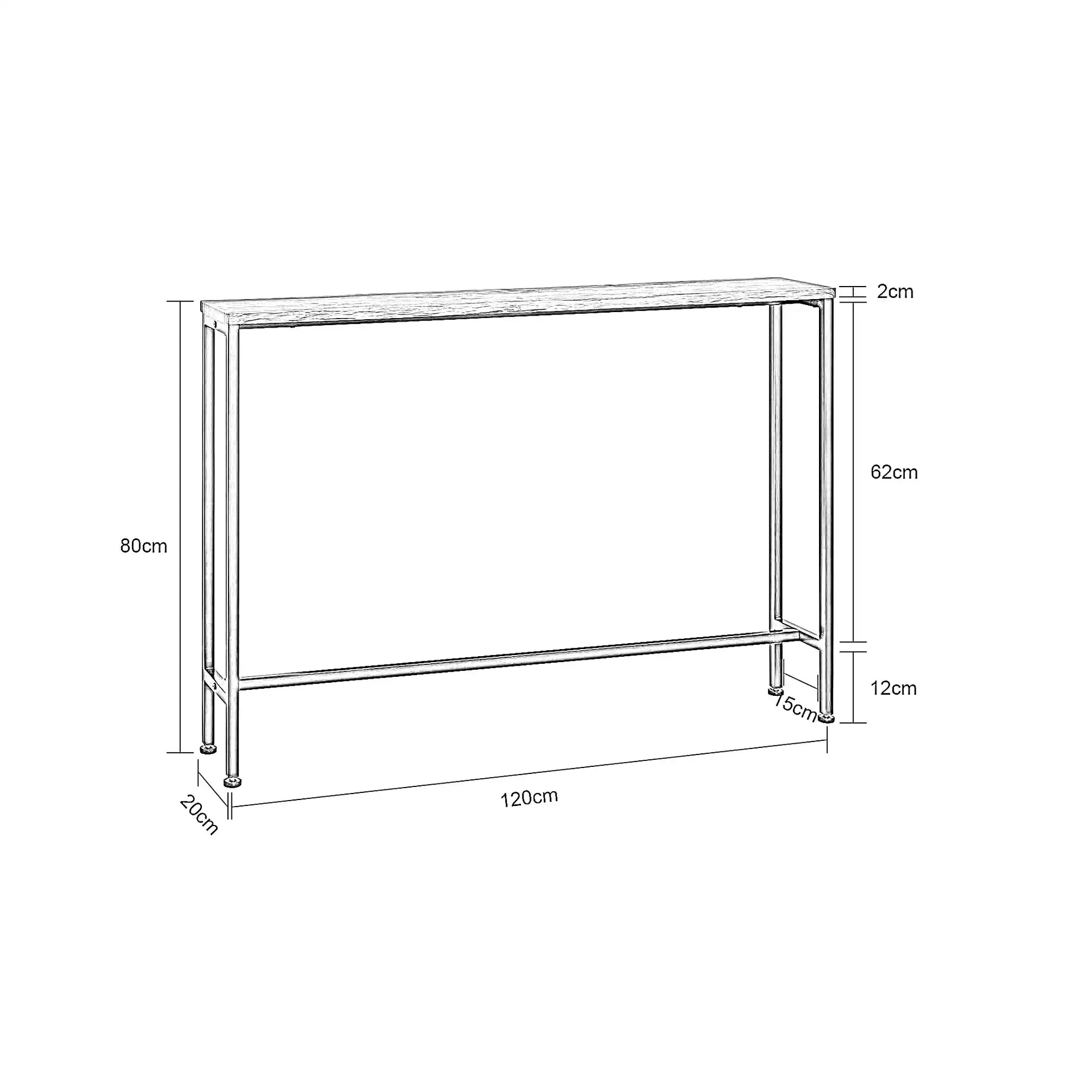 كونسول خشب و معدن، 120*20*80 سم