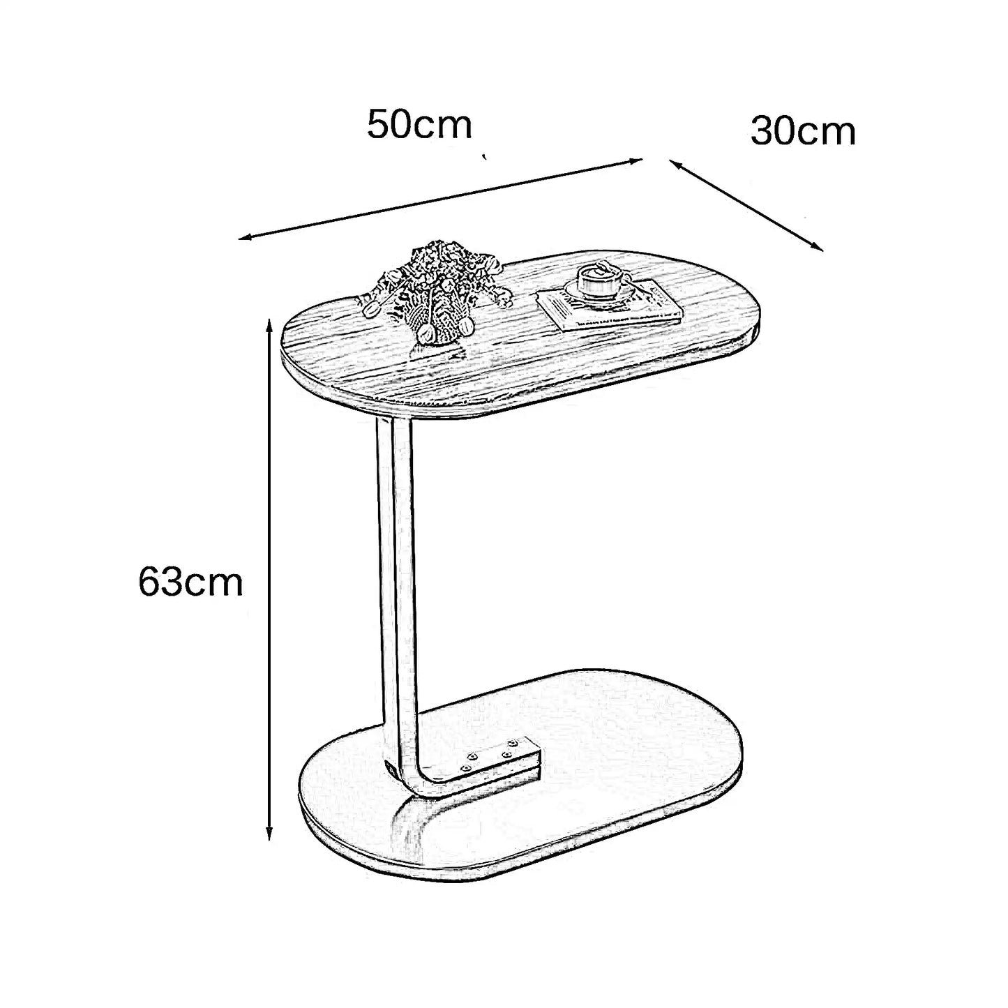 طاولة جانبية خشب و معدن، 30*50*63 سم