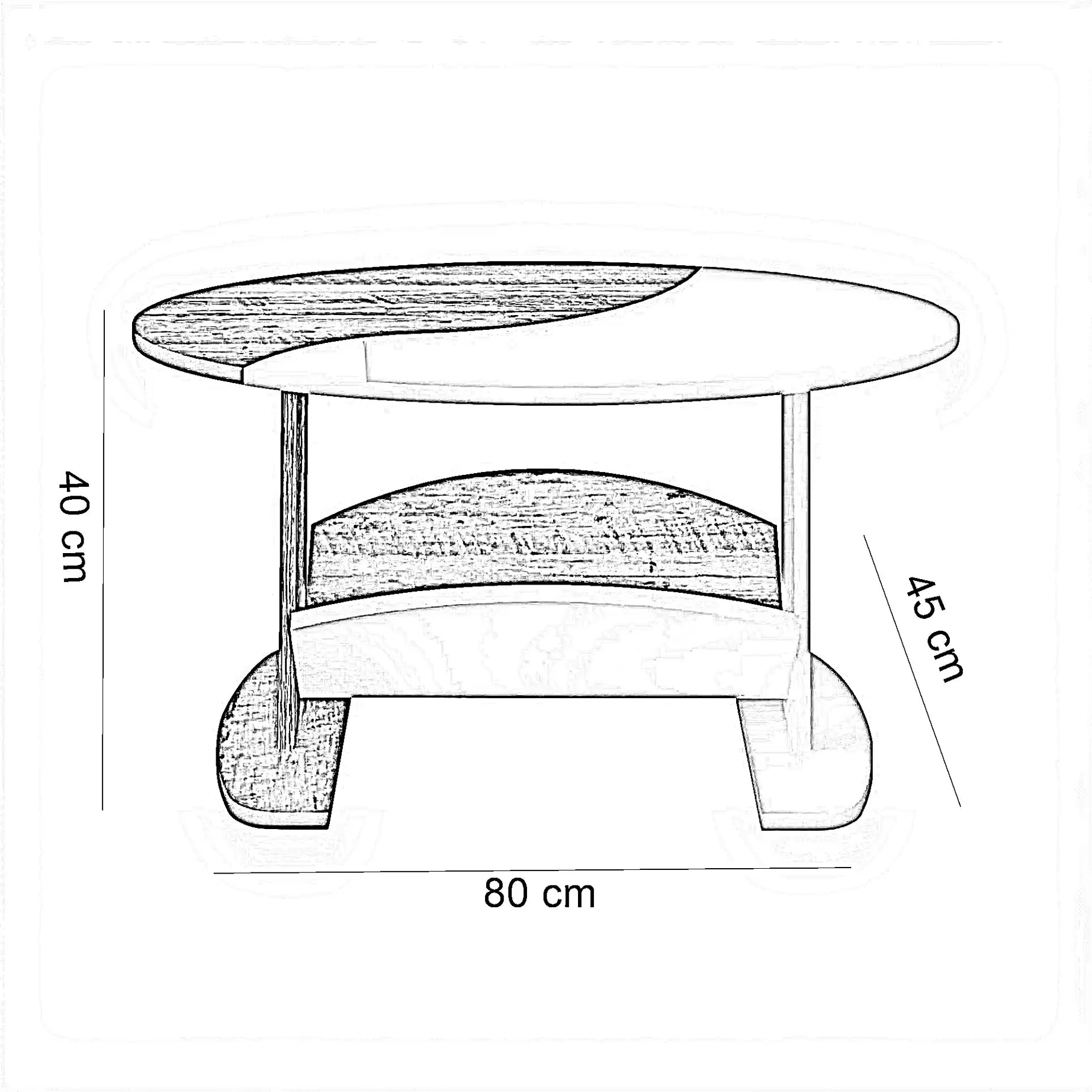 طاولة قهوة خشب، 80*45*40 سم