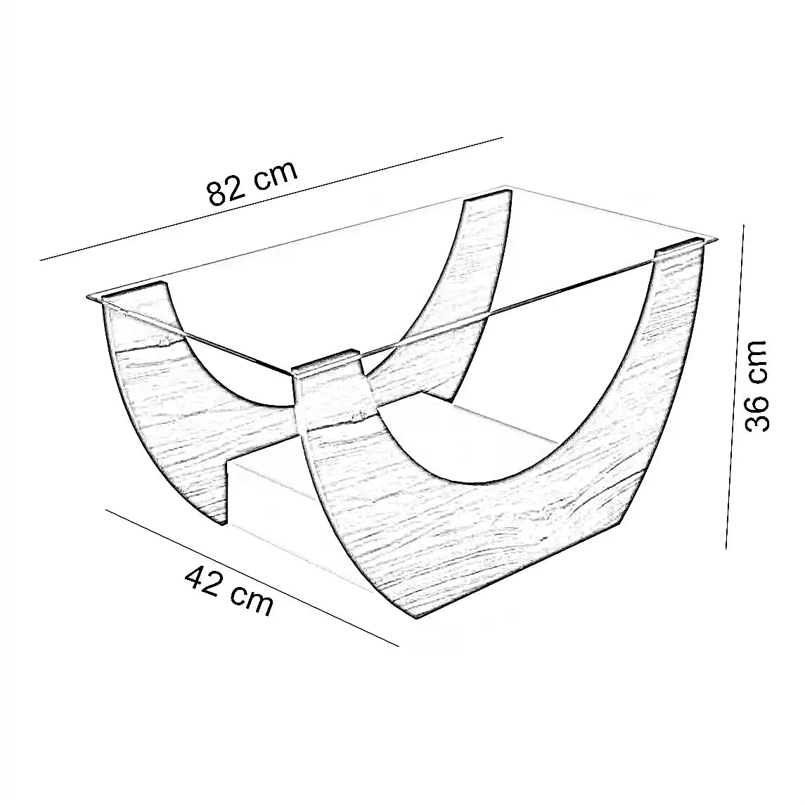 طاولة قهوة بسطح زجاج، 82*42*36 سم