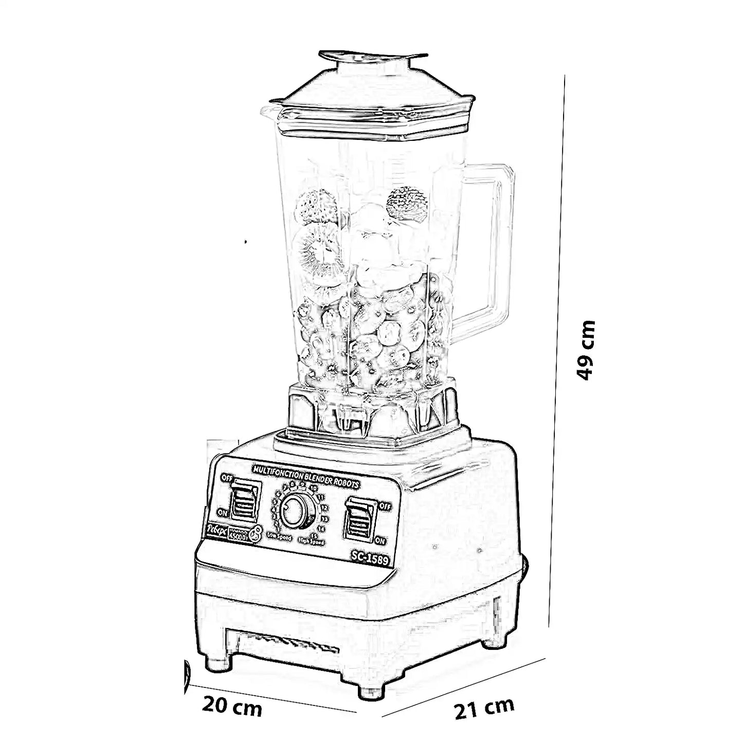خلاط كهربائي مع مطحنة حبوب، 20*21*49 سم