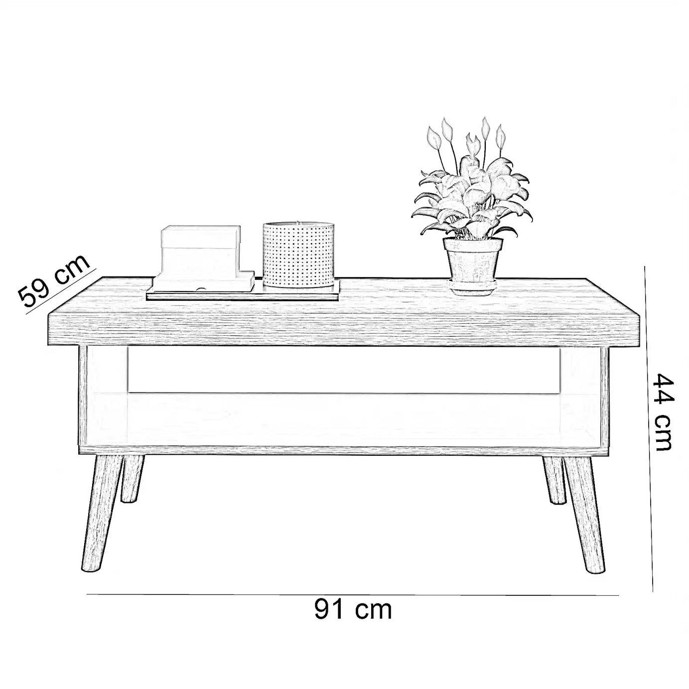 طاولة قهوة خشب ، 91*59*44 سم