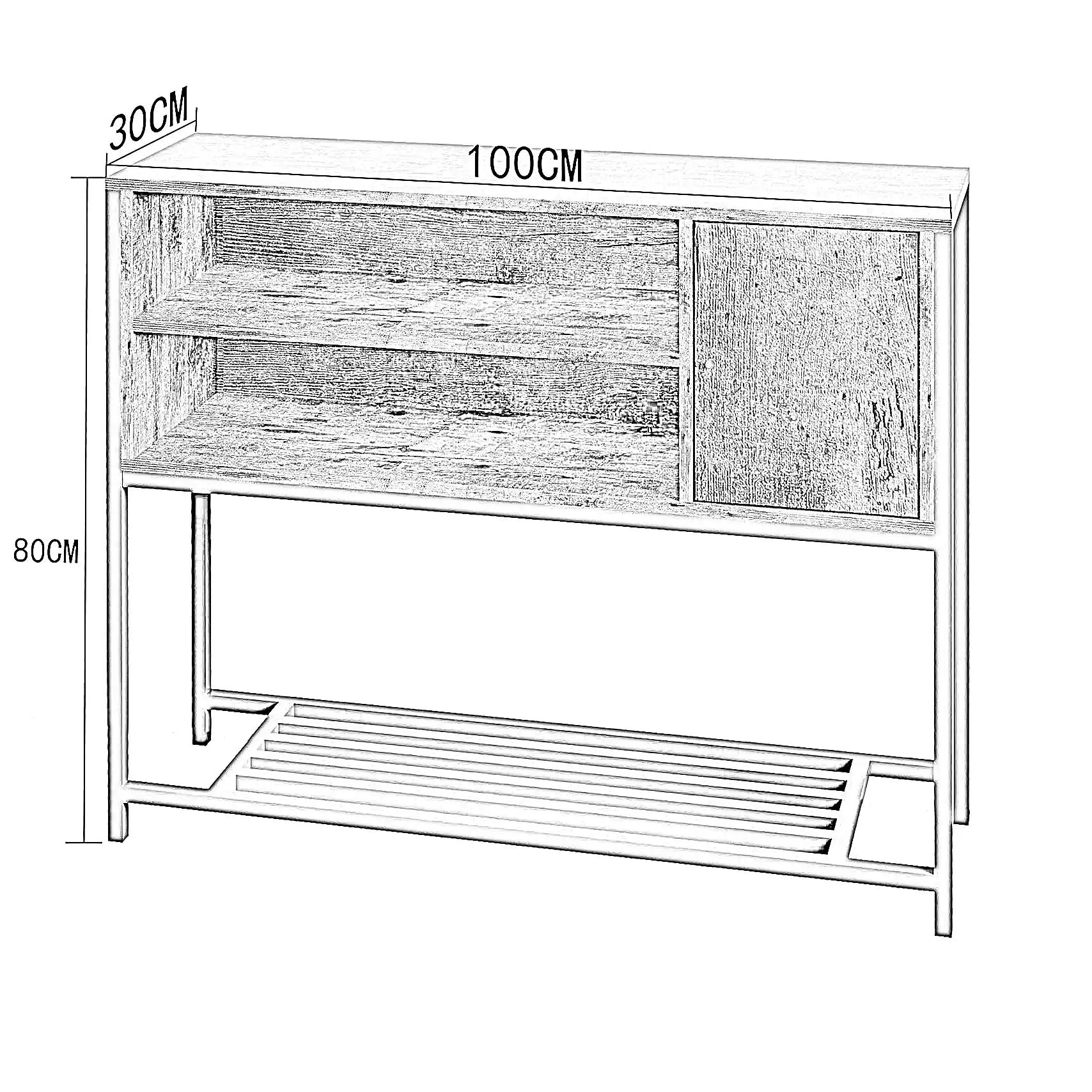 كونسول خشب و معدن، 100*30*80 سم