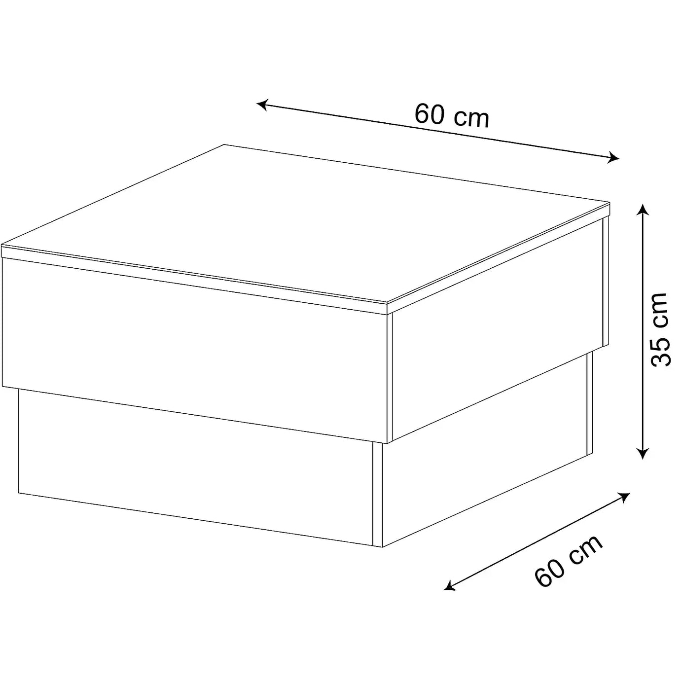طاولة قهوة بسطح زجاج، 60*60*35 سم