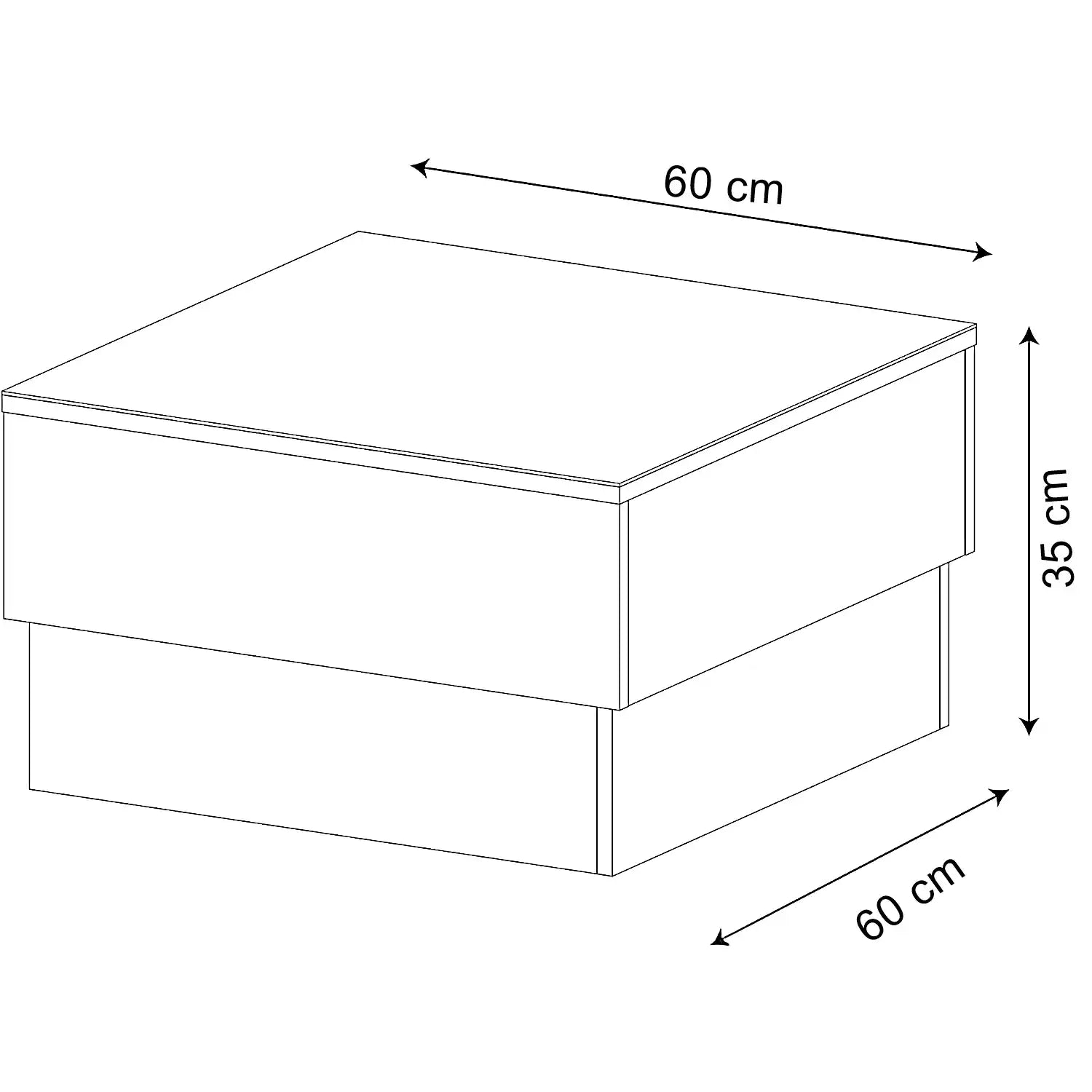 طاولة قهوة بسطح زجاج، 60*60*35 سم